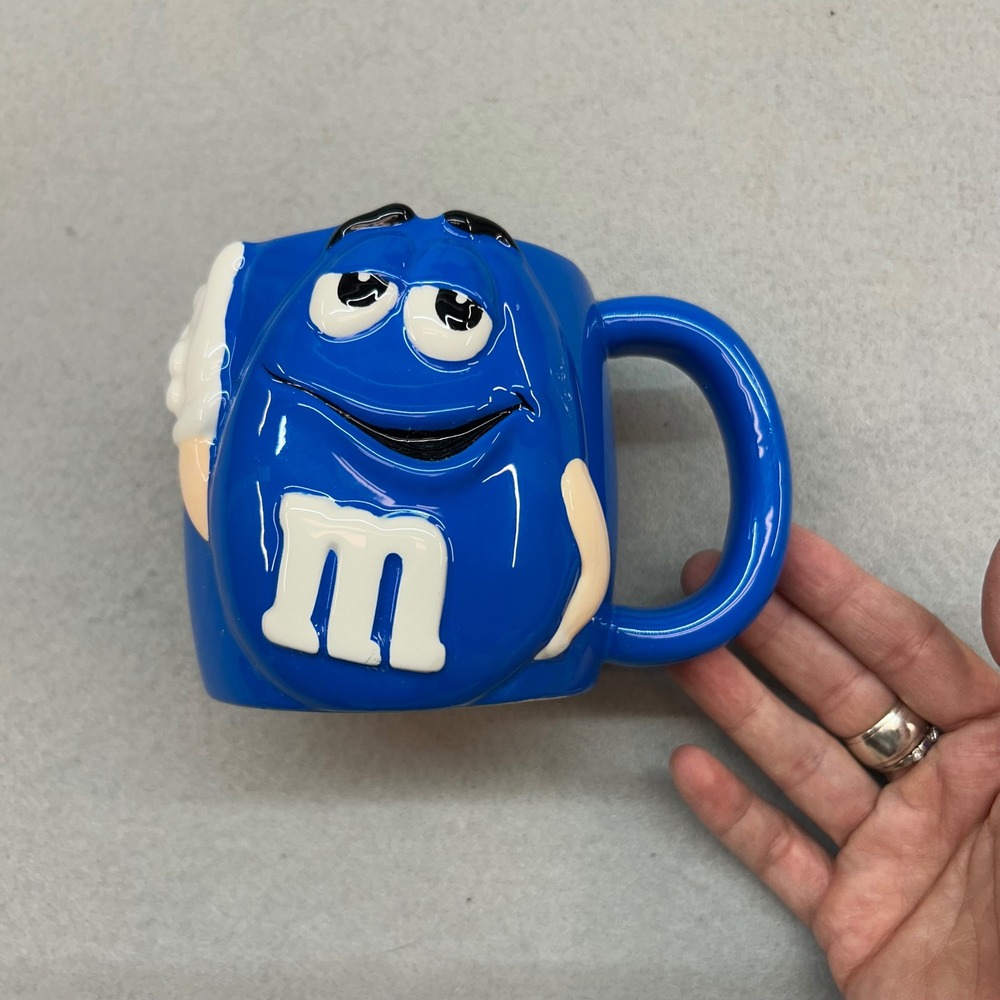 M&M's Blue Character 3D Ceramic Coffee Mug Galerie Mars 2002 Collectible Blue